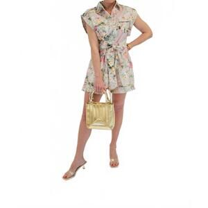 NEW ENDLESS BLU. short sleeve button up jumpsuit in floral